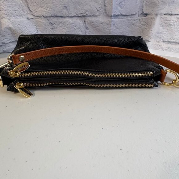 Valentina Supple Slouchy Leather Bag Black Brown Crossbody Made in Italy - Picture 4 of 16